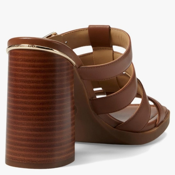 MICHAEL KORS JAGGER Leather Slide Slip On High Heels Brown NEW SZ 9.5 - Picture 6 of 16